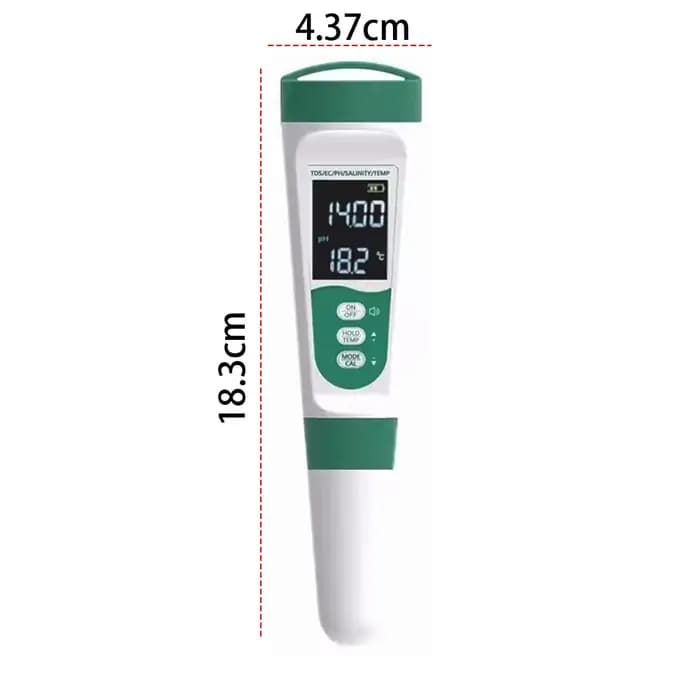 Testeur d'eau potable 5 en 1, testeur de qualité de l'eau, testeur de PH numérique de haute précision PH/EC/TDS/salt/compteur de température pour piscines et Aquariums
