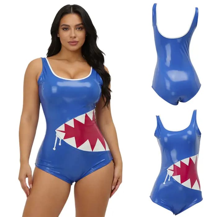Maillot de bain pour femme Anme requin body dos bas Look mouillé dents de requin une pièce justaucorps maillots de bain maillot de bain Clubwear