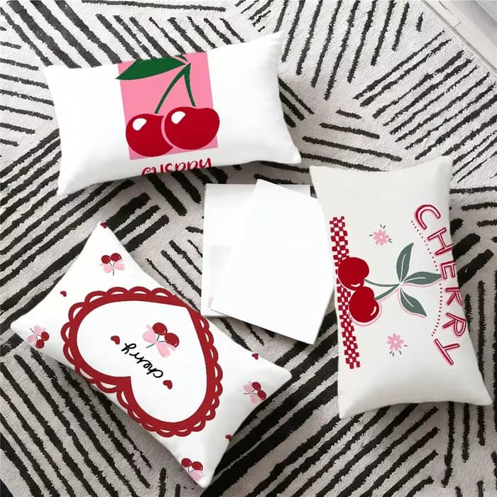 CHERRY – housse de coussin rectangulaire, dessin animé, pour la maison, le canapé, le salon, le dortoir, le chevet, cadeau de fête
