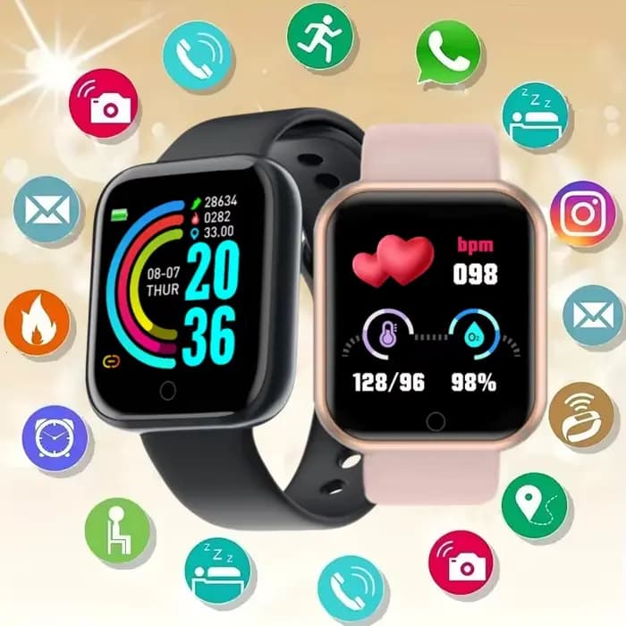 Montre intelligente de sport pour hommes et femmes, bracelet connecté, lecteur de contrôle de la musique, moniteur de sommeil, moniteur de pas de fitness, réveil, Y68 D20