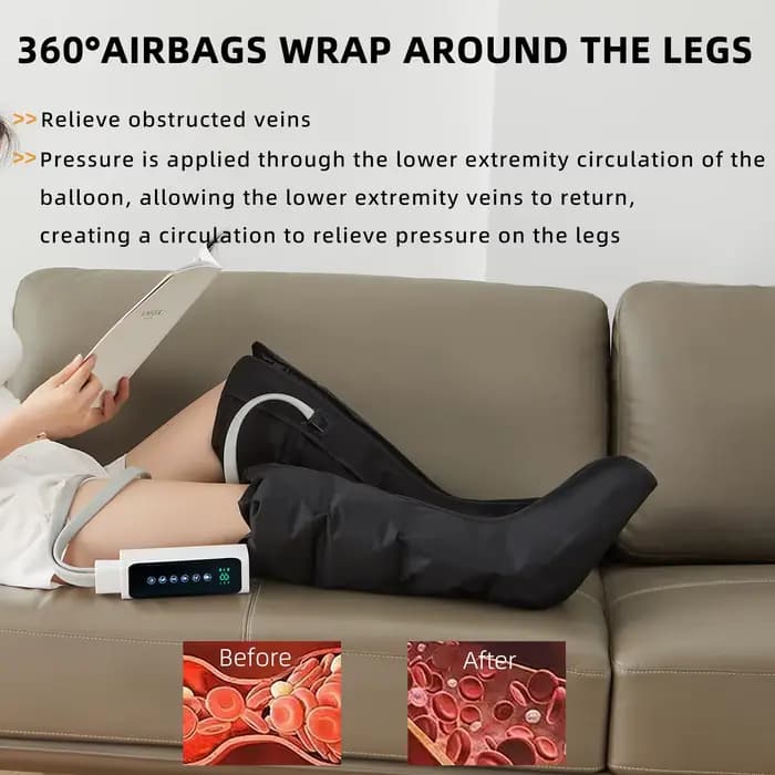 Bottes pneumatiques de massage par compression d'air à 4 airbags pour drainage lymphatique