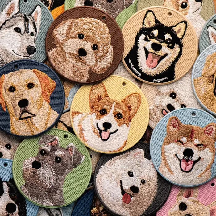 Pendentif chien brodé Double face, 1 pièce, porte-clés Corgi Border Collie Golden Retriever, cadeau pour amoureux des animaux de compagnie, pour sacs, décor de sac à dos