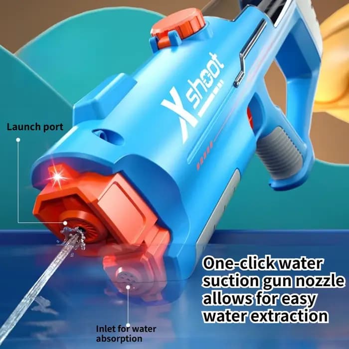 Pistolet à eau électrique automatique grande capacité, jouet aquatique pour l'extérieur, la plage, les jeux de plage et cadeau d'anniversaire ou de vacances