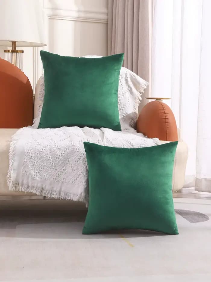 Ensemble de 2 housses de coussin décoratives vertes