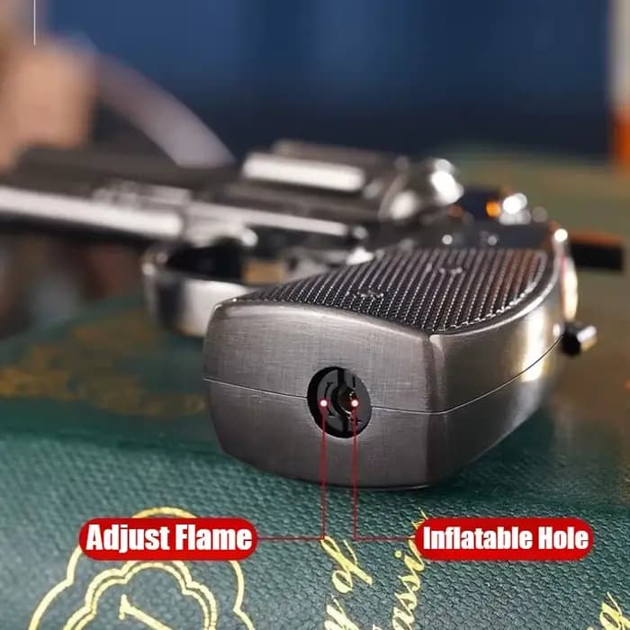 Briquet pistolet coupe-vent en métal pour cigares, allume-cigare gonflable à flamme réglable, accessoires pour fumeurs