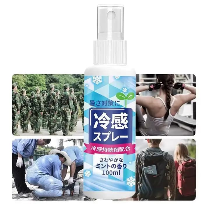 Spray Rafraîchissant Portable 100ml Effet Glacé pour Vêtements et Entraînement – Hydratation Longue Durée Visage & Corps – Flacon