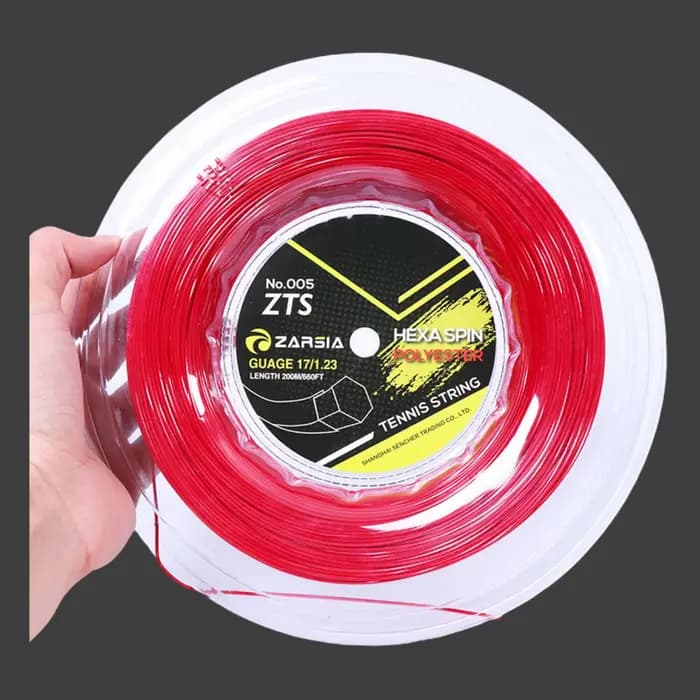 200M 1 bobine ZARSIA cordes de Tennis hexagonales rotatives cordes de raquette hexagonales durables en Polyester cordes de Tennis hexagonales 1.23MM