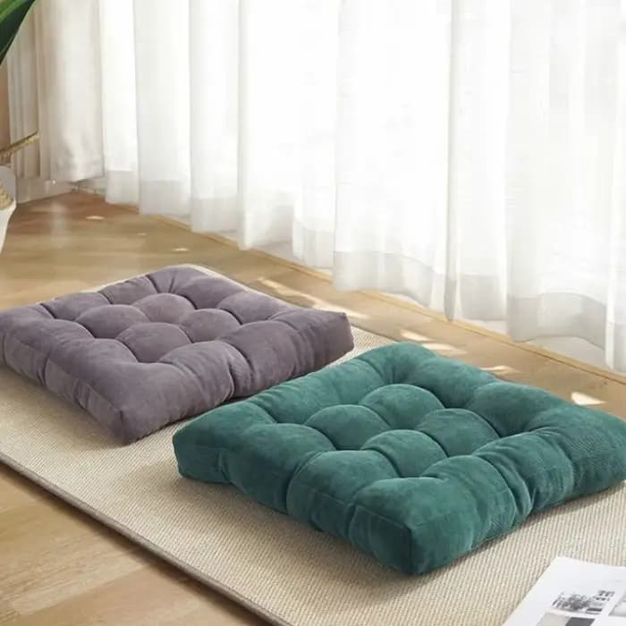 Grand coussin de sol carré en velours côtelé capitonné pour adultes et enfants