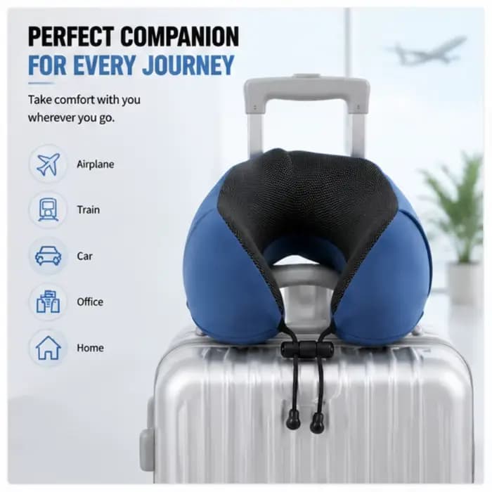 Oreiller cervical en mousse à mémoire de forme, coussin de voyage en forme de U doux pour soutenir le cou en avion