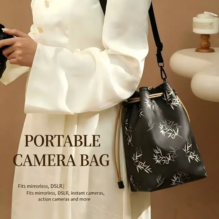 Sac de rangement compact et portable pour appareil photo, pochette bandoulière avec sangle pour appareil photo Canon Nikon Sony Fuji XT5 Leica Olympus Mirrorles