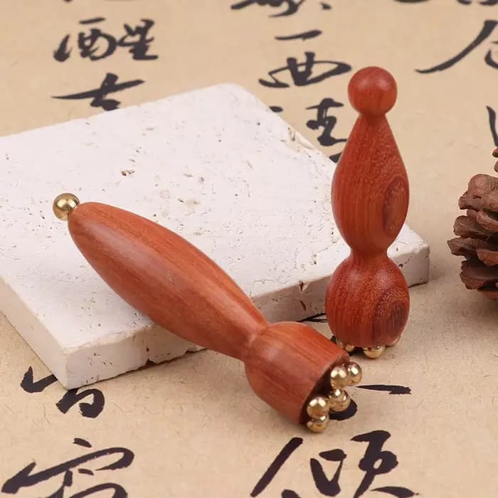 Pépine de Lotus portative beauté professionnelle en laiton et palissandre Gua Sha outil de Relaxation des yeux méridiens de taches Massage des points d'acupuncture