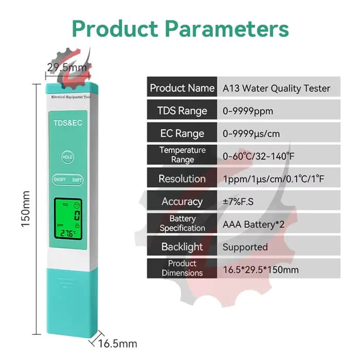 Testeur d'eau numérique 3 en 1, compteur TDS 0-9990 PPM, stylo testeur de qualité de l'eau, écran LCD rétro-éclairé pour piscines, Aquariums d'eau potable