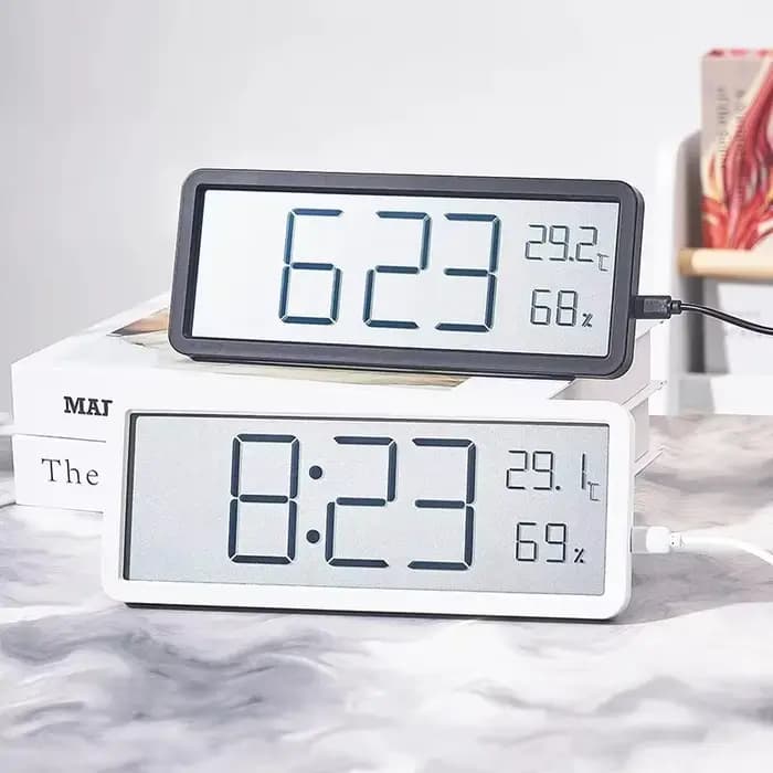 Écran LCD horloge murale numérique temps température humidité affichage de l'heure horloge électronique horloge numérique de bureau alimenté par batterie