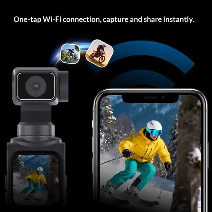 Nouveauté : caméra sportive portable avec écran de 1,72 pouce, 4K UHD, WiFi, suivi intelligent pour le cyclisme, le ski et les vlogs