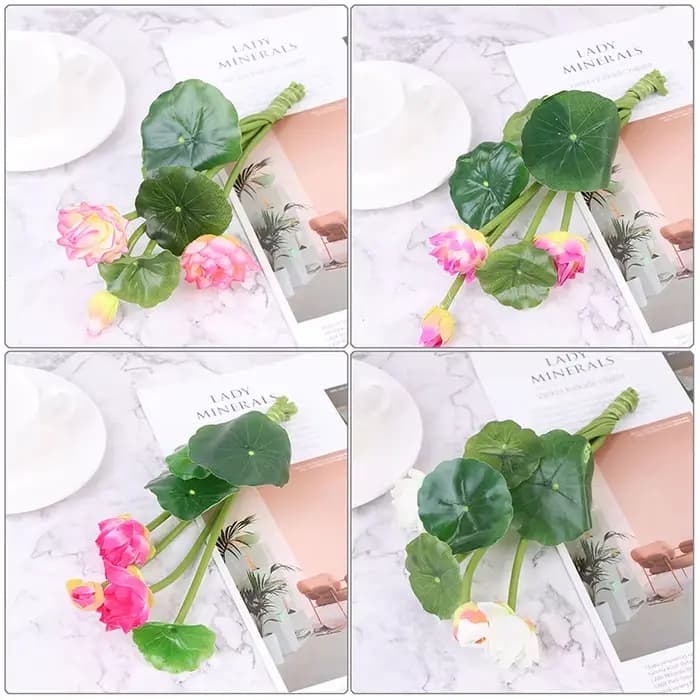 Fausses fleurs artificielles, nénuphar, micro paysage, plantes décoratives pour la maison
