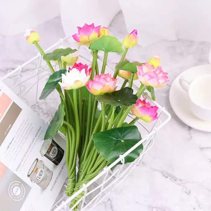 Fausses fleurs artificielles, nénuphar, micro paysage, plantes décoratives pour la maison