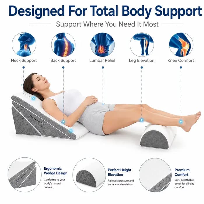 Coussin compensé réglable avec housse de soutien pour le soulagement des douleurs dorsales