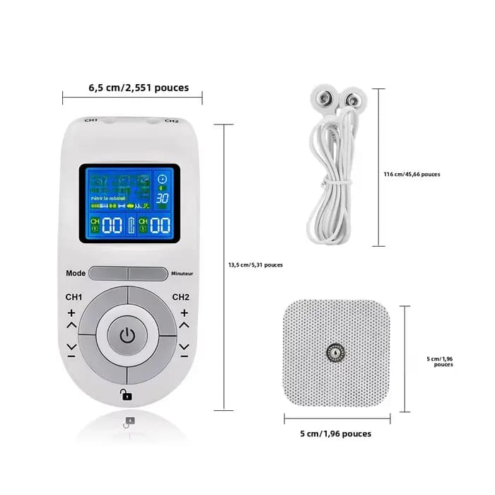Stimulateur musculaire électrique Tens Ems Acupuncture Masseur facial et corporel Thérapie numérique Outil de massage Herald Électrostimulateur