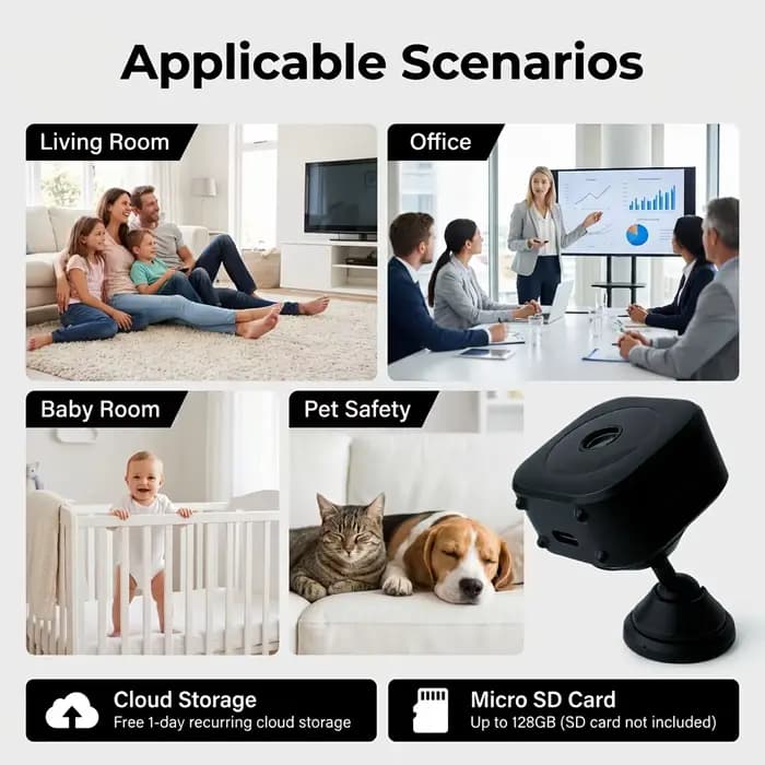 Mini caméra de surveillance intelligente HD Wifi, enregistreur vidéo et vocal DV, caméra de sécurité sans fil discrète pour intérieur, petite caméra de surveillance pour nounou