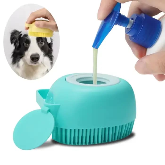 Brosse de massage et de toilettage pour animaux de compagnie : shampoing