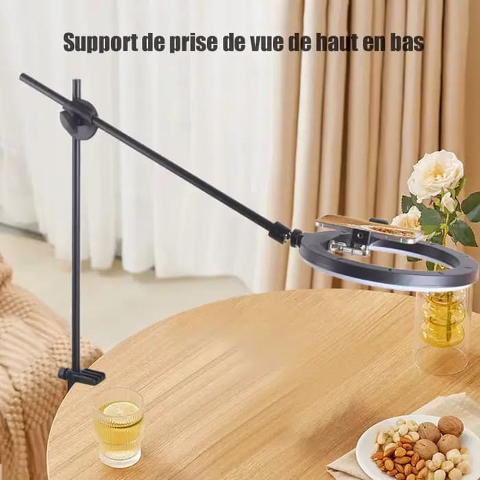 BFOLLOW bras de flèche support de prise de vue aérienne support de pince de bureau pour téléphone portable support de tablette caméra magnétique haut vers le bas vidéo
