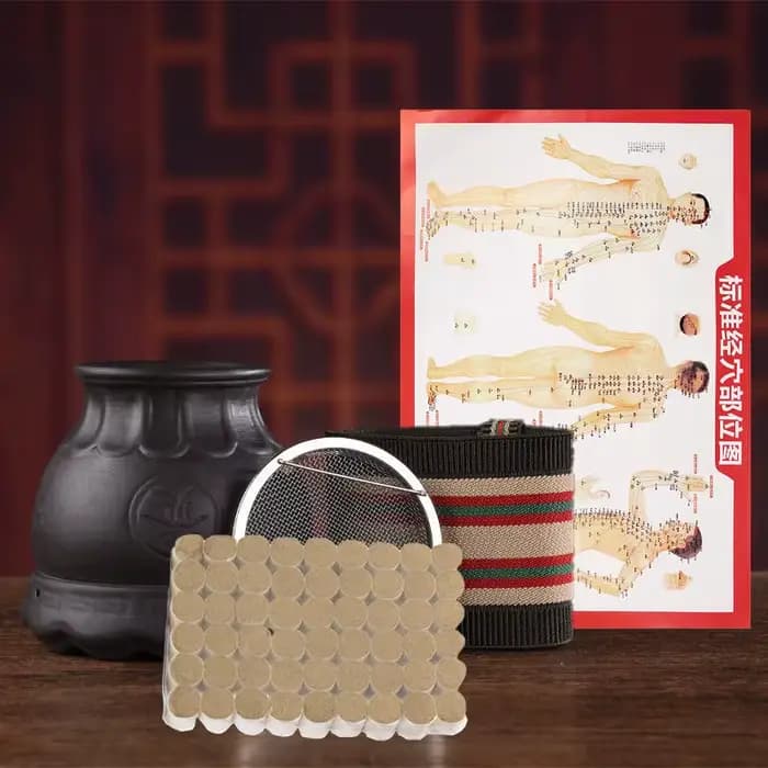Ensemble de ventouses Zisha Fire Dragon – Outil Moxa et Gua Sha résistant à la chaleur avec motif Lotus
