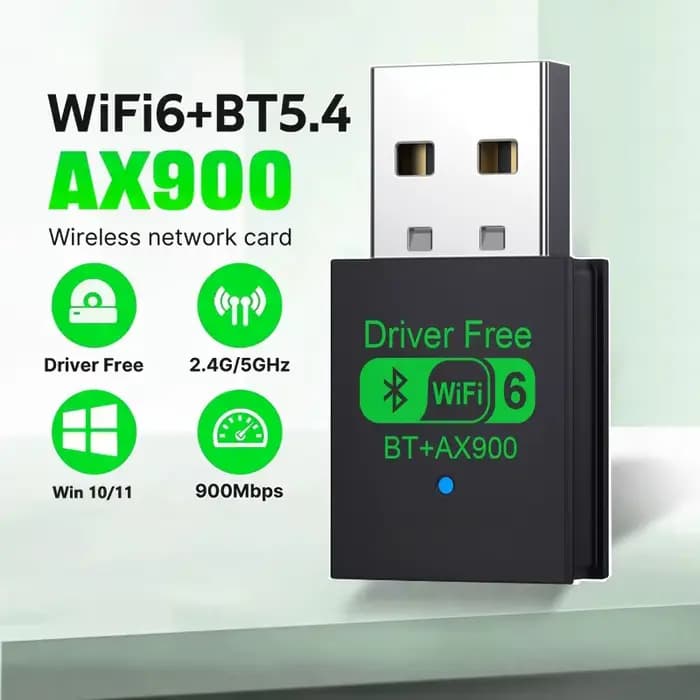 WiFi 6 AX900 Bluetooth 5.4 WiFi USB adaptateur carte réseau sans fil 2.4G et 5GHz Wi-Fi antenne récepteur de Signal pour PC/ordinateur portable Win10/11