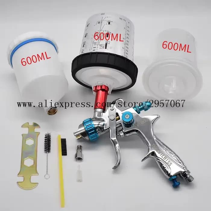 HVLP pistolet à peinture en aérosol pistolet de peinture de voiture alimentation par gravité désinfectant de peinture aérographe automobile pulvérisateurs de peinture avec tasse de peinture Isposable