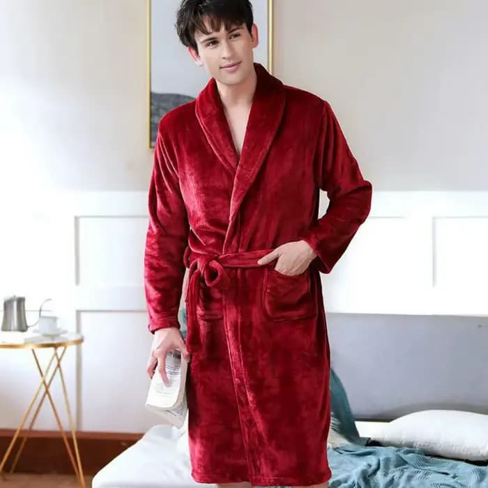 Peignoir de bain à revers pour hommes et femmes, manches longues, longueur aux genoux, avec poches à ceinture, flanelle, vêtements de nuit doux, Robe de Spa en peluche