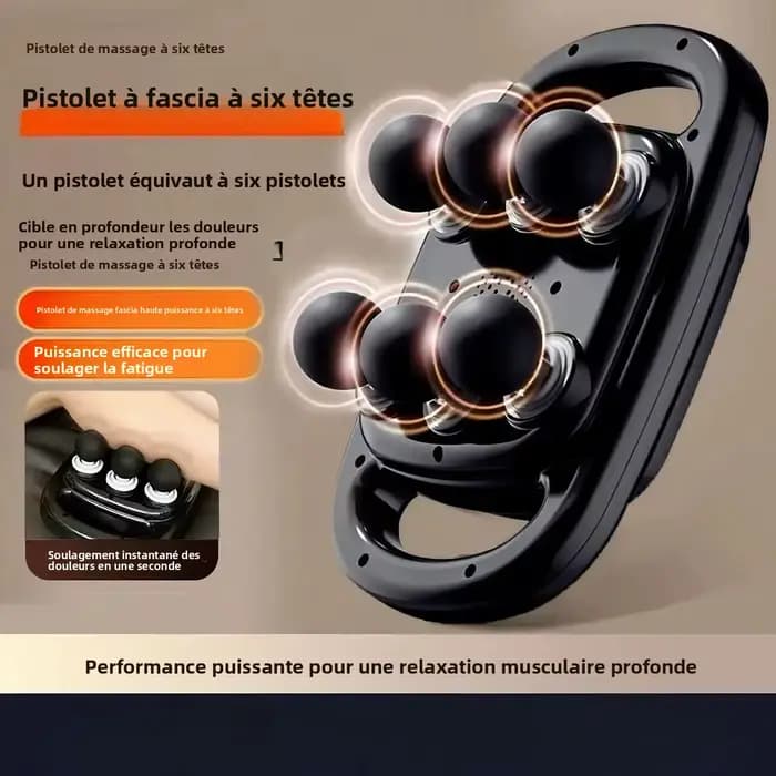 Pistolet de massage à 6 têtes avec écran numérique