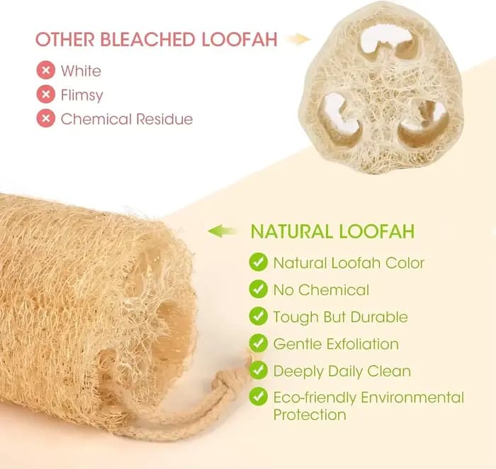 Environ 30-40cm éponges de Loofah organiques naturelles entières exfoliantes bain de douche