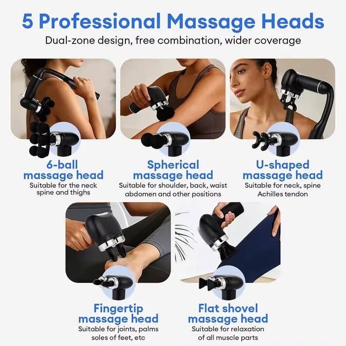 Pistolet de massage électrique portatif à 6 têtes pour tissus profonds