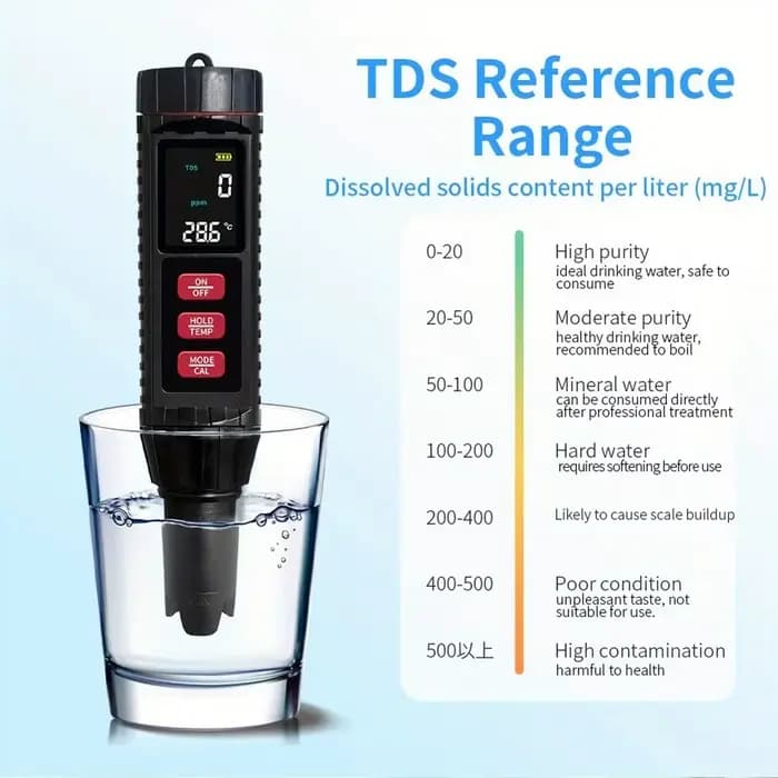 Testeur de qualité de l'eau 7 en 1 TDS/EC/SAL/S.G/Temp/PH/ORP/SG pour laboratoire, piscines, aquariums, tests d'eau potable