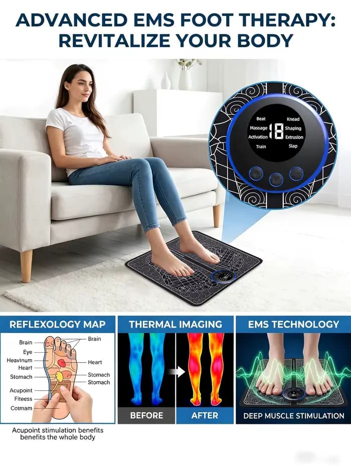 Masseur de pieds EMS, coussin de Massage Rechargeable