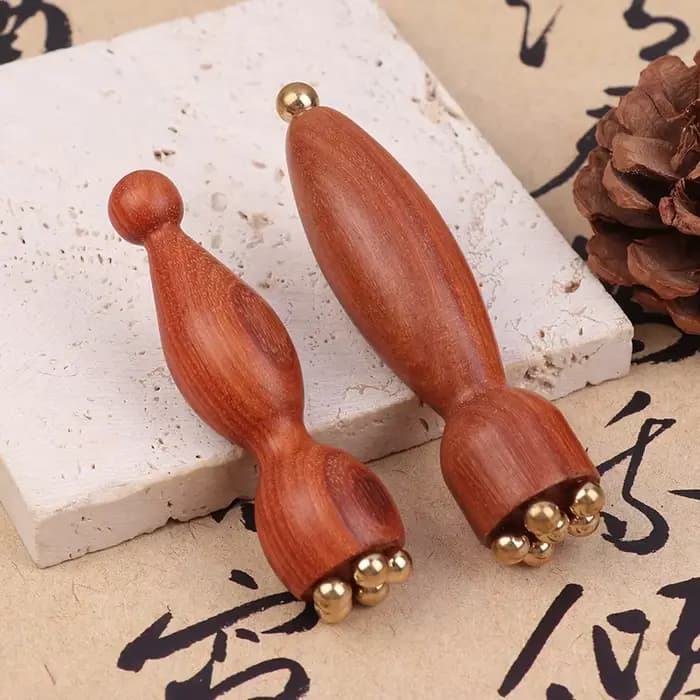 Pépine de Lotus portative beauté professionnelle en laiton et palissandre Gua Sha outil de Relaxation des yeux méridiens de taches Massage des points d'acupuncture
