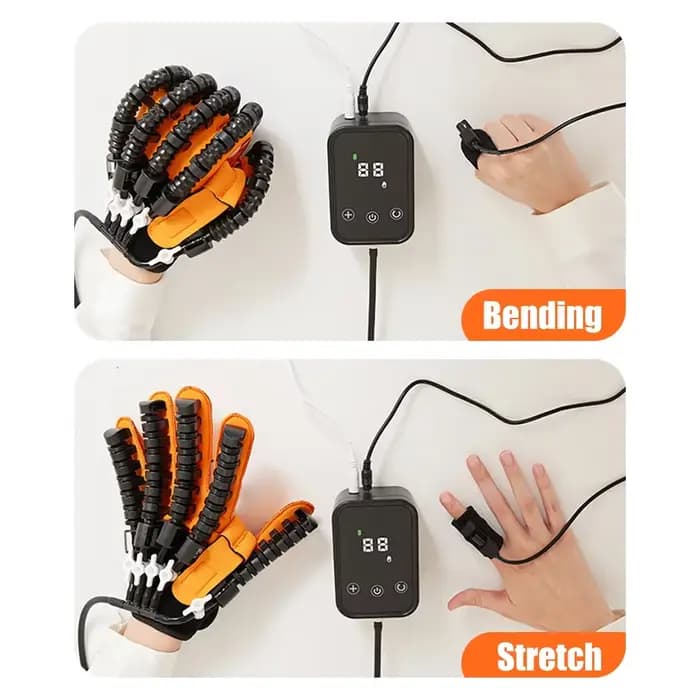 Gants de robot de rééducation pour la main gauche et droite – Aide confortable au mouvement des mains et des doigts pour un exercice doux et une formation en flexibilité