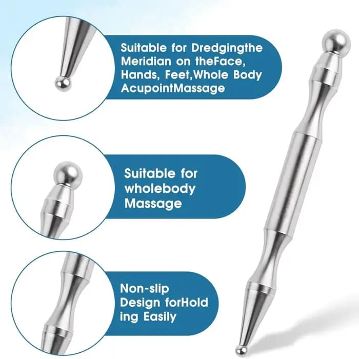 Stylo de massage double tête en acier inoxydable