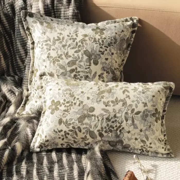 Housse de coussin Jacquard à fleurs rétro américaines, café vert, housses d'oreiller en Chenille de qualité supérieure, décoration moderne pour salon, maison