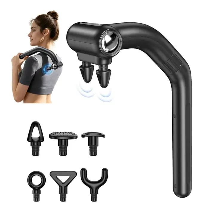 Pistolet de massage à percussion à double tête avec poignée d'extension