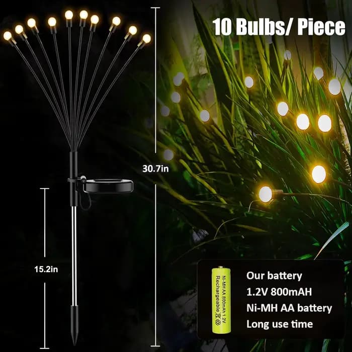 Lampes de jardin-nouvelles lumières lucioles à énergie solaire améliorées lumières de jardin Vibran étanches extérieures pour la décoration
