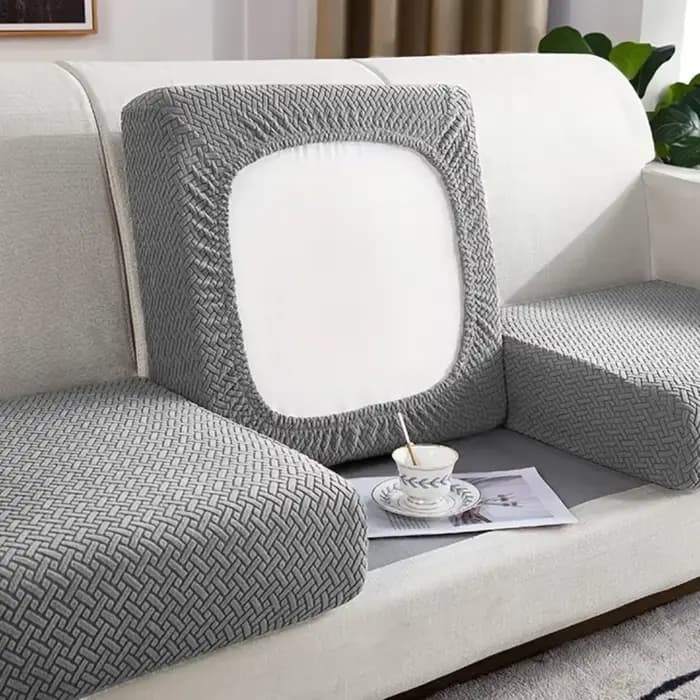 Housse de canapé élastique pour salon, housse de siège de canapé solide en Jacquard, gris, lavable, housse de coussin de siège, protection de meubles sectionnelle