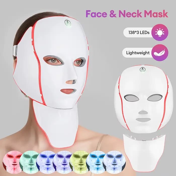 Masque Facial LED 7 couleurs avec lumière LED pour le cou