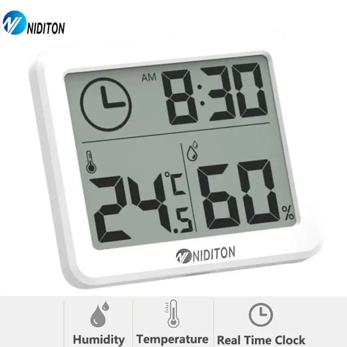 NIDIBOU- Horloge numérique de bureau avec température et humidité, horloges murales pour la maison, la cuisine, le bureau, les décorations