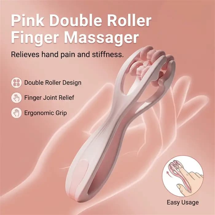 Masseur de doigts portable avec double rouleau ergonomique pour soulager la douleur des mains