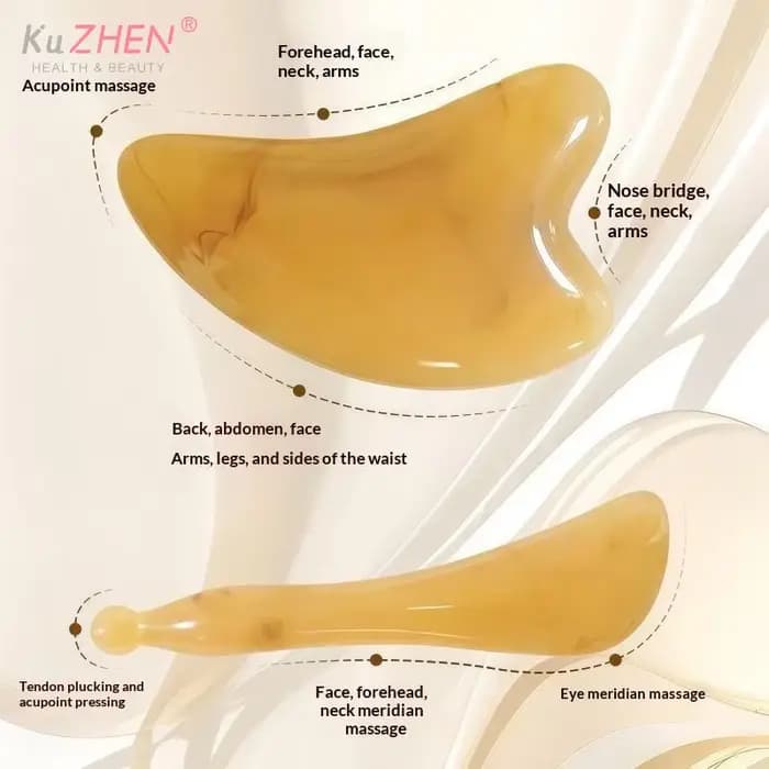 Ensemble de massage Gua Sha en corne de bœuf naturelle