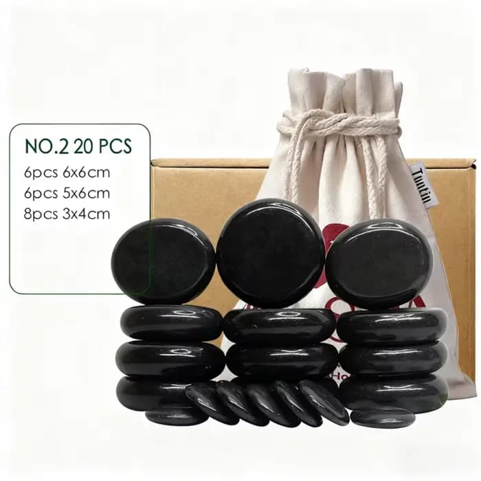 Tontin – Lot de 20 pierres de massage en basalte de lave