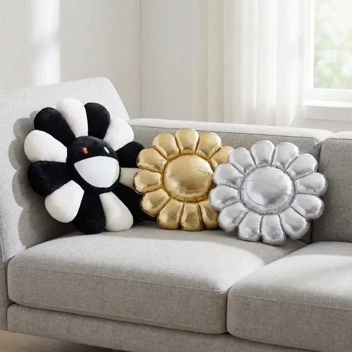 Coussin en peluche à fleurs mignonnes, oreiller en peluche Floral arc-en-ciel esthétique, oreiller décoratif pour canapé, dos de bureau, cadeau de décoration