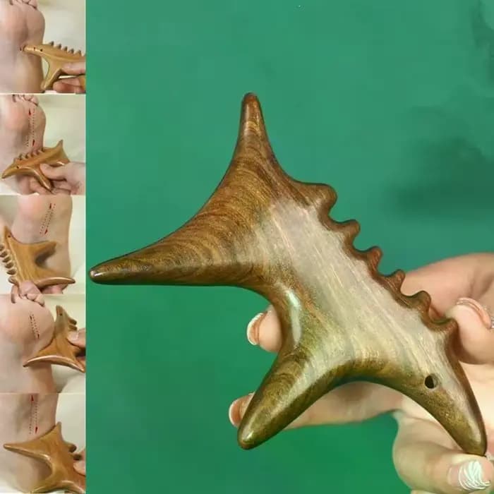 Outils de Massage Gua Sha en bois de santal et soie dorée