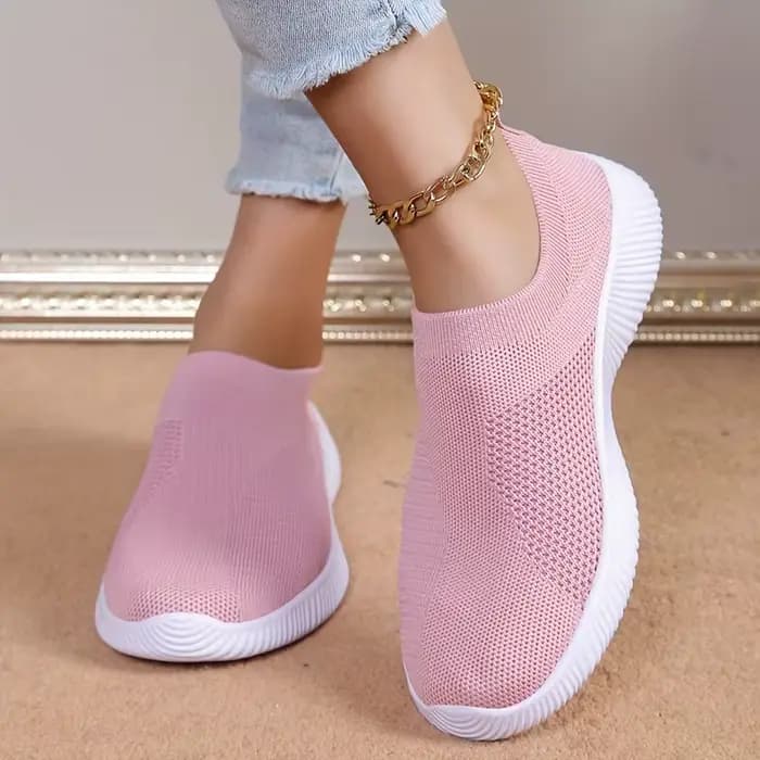 Chaussures pour femmes roses chaussures plates respirantes chaussures élastiques pour femmes baskets Zapatos Mujer chaussures d'été chaussures de sport légères