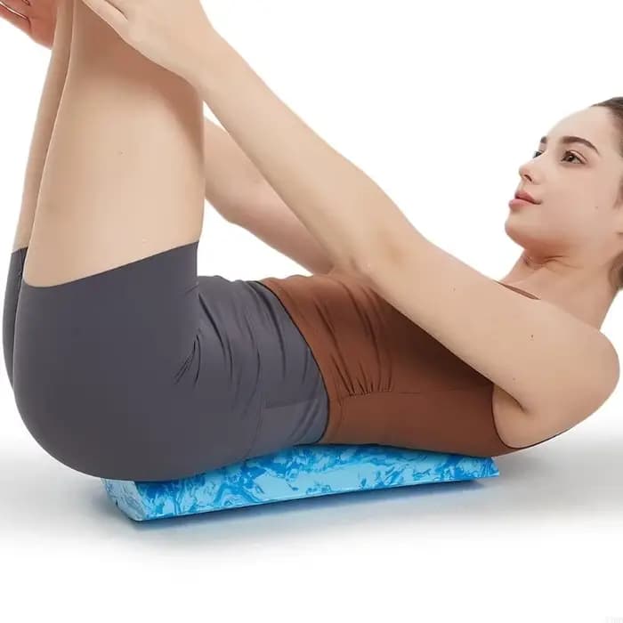 Ensemble support pratique tapis avec articles rembourrés marbrés bleus pour Pilates